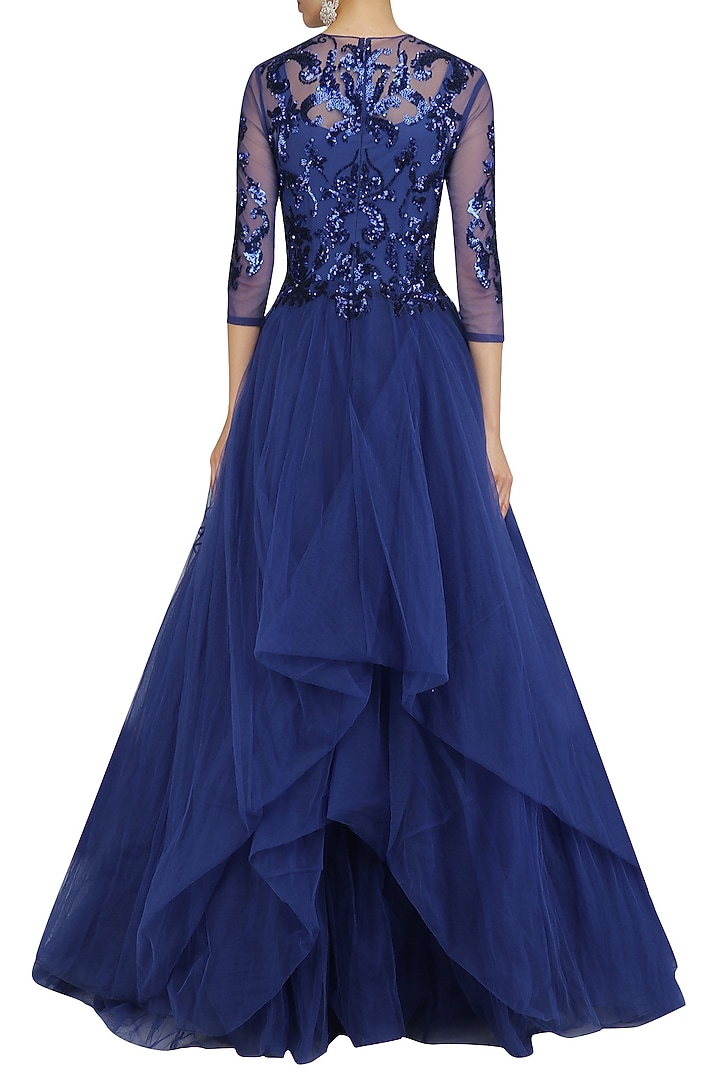 Persian blue embroidered ball gown available only at Pernia's Pop Up Shop.