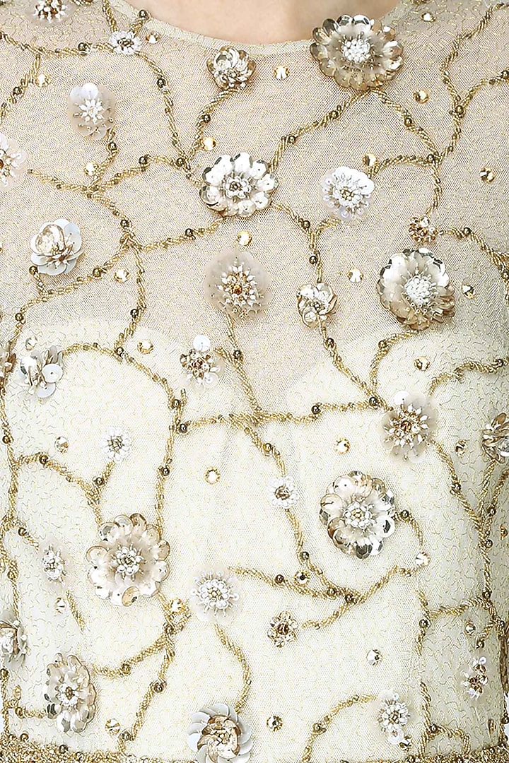 Cream filigree inspired floral embroidered gown available only at Pernia's Pop Up Shop.