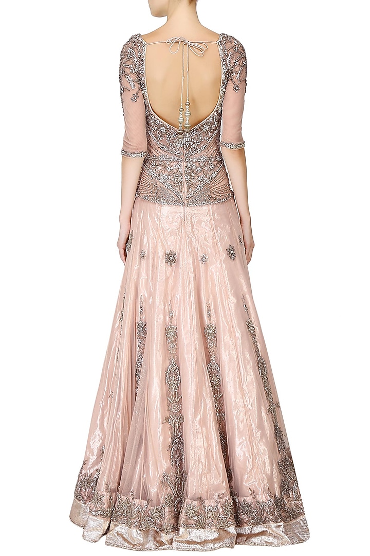 Powder pink crystal embellsihed lehenga gown available only at Pernia's Pop Up Shop.