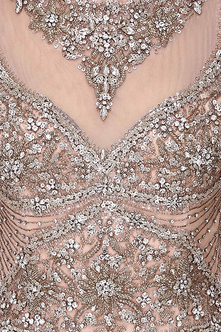 Powder pink crystal embellsihed lehenga gown available only at Pernia's Pop Up Shop.