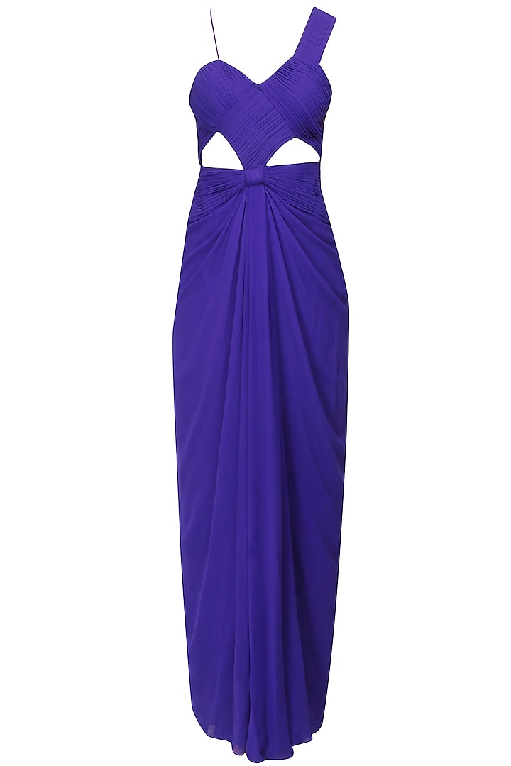 Purple peekaboo cutout with knot over waist gown available only at Pernia's Pop Up Shop.