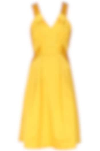 Canary yellow pleated rachel dress by AMIT GT