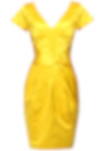 Canary yellow radiating pleated dress by AMIT GT