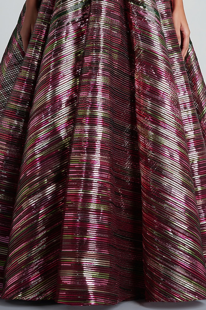 Plum Hand Embroidered Gown by Amit Aggarwal at Pernia's Pop Up Shop