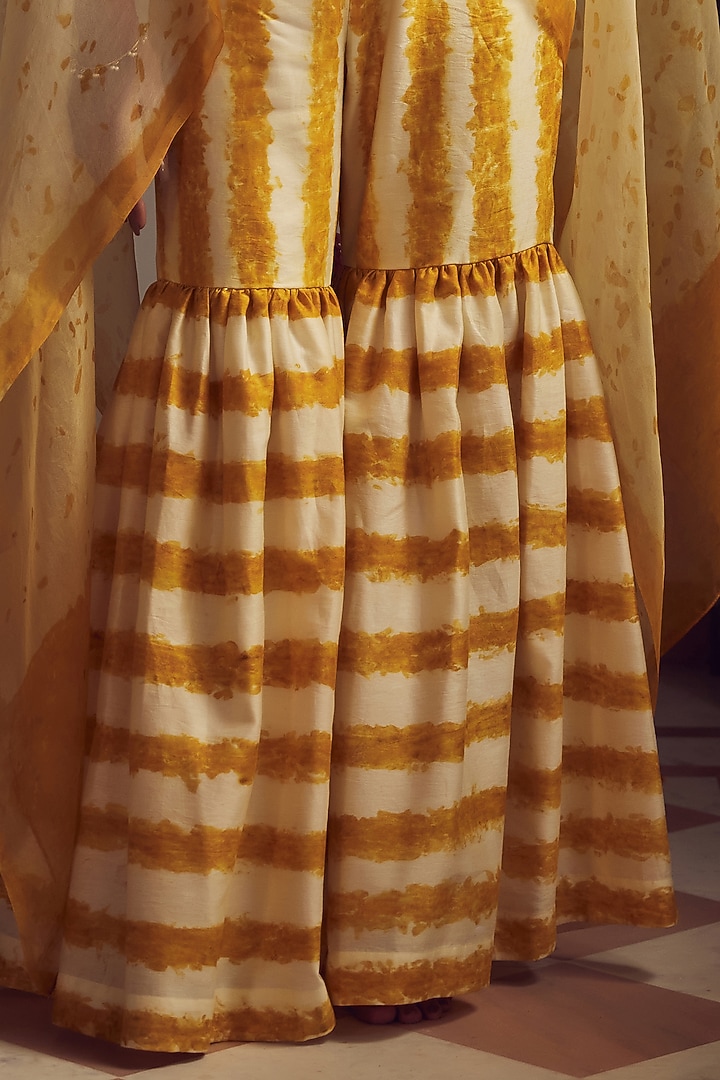 Ivory & Yellow Hand Embroidered Wedding Sharara Set by Amita Gupta Sustainable at Pernia's Pop Up Shop