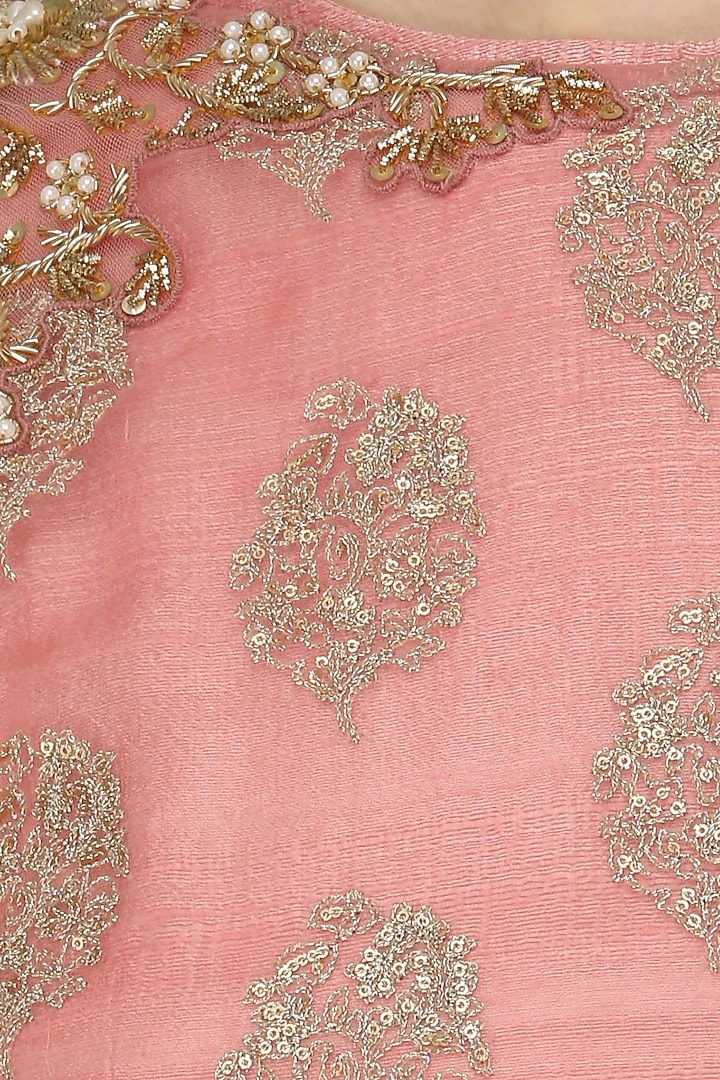 Dusty pink embroidered kurta lehenga set available only at Pernia's Pop Up Shop.