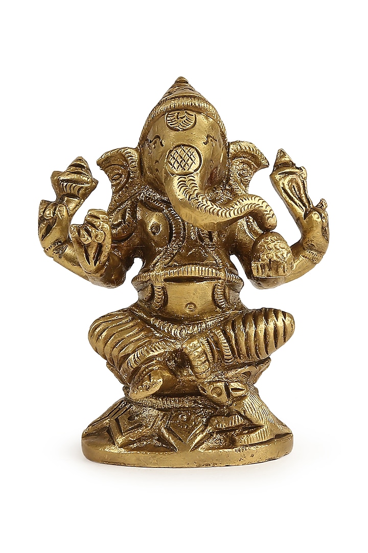 Antique Gold Brass Ganesh Sculpture by Amoliconcepts at Pernia's Pop Up Shop