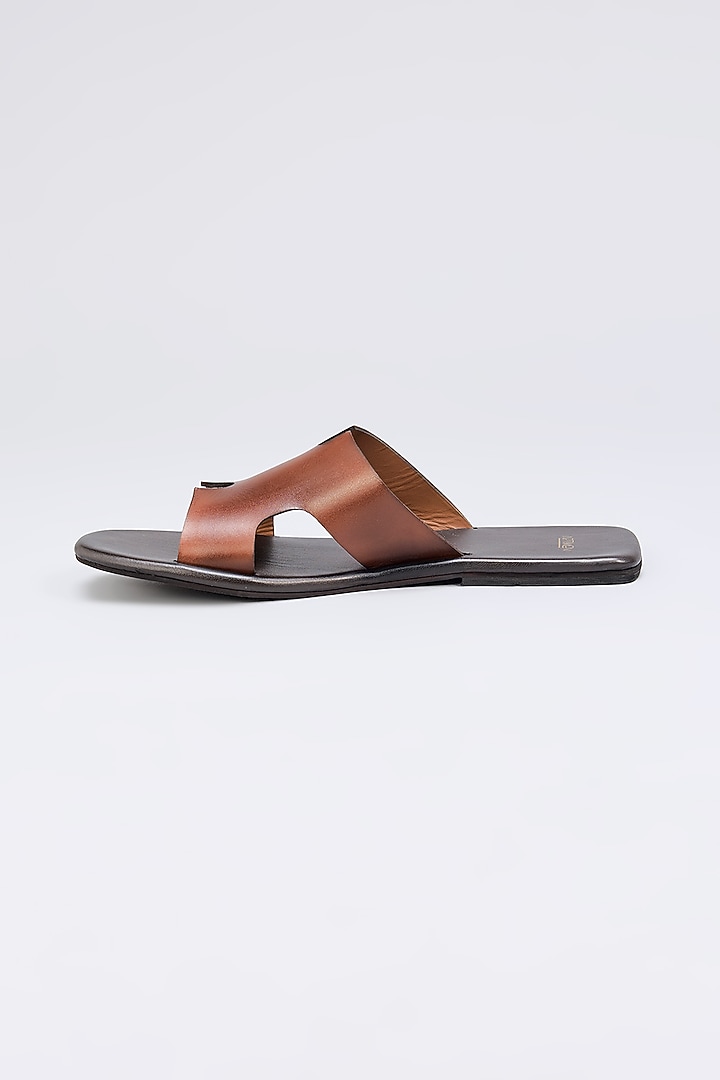 Deep Brown Leather Slippers by ARTIMEN at Pernia's Pop Up Shop