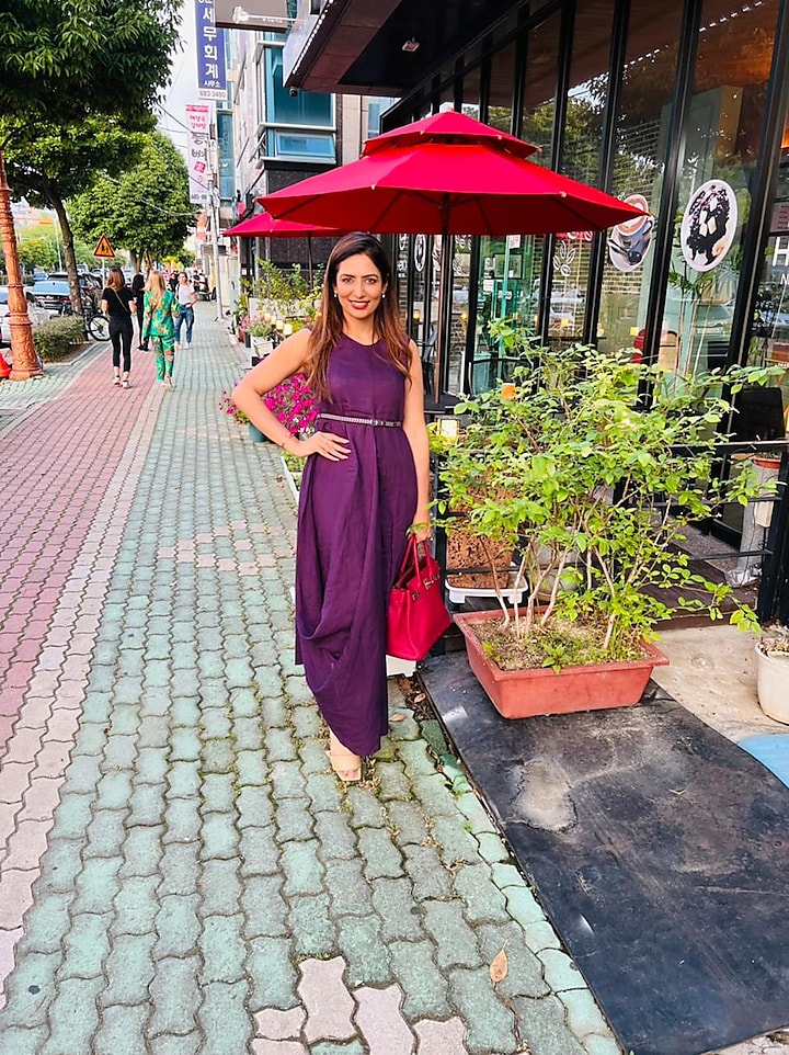 Purple Linen Draped Dress With Belt by AMPM