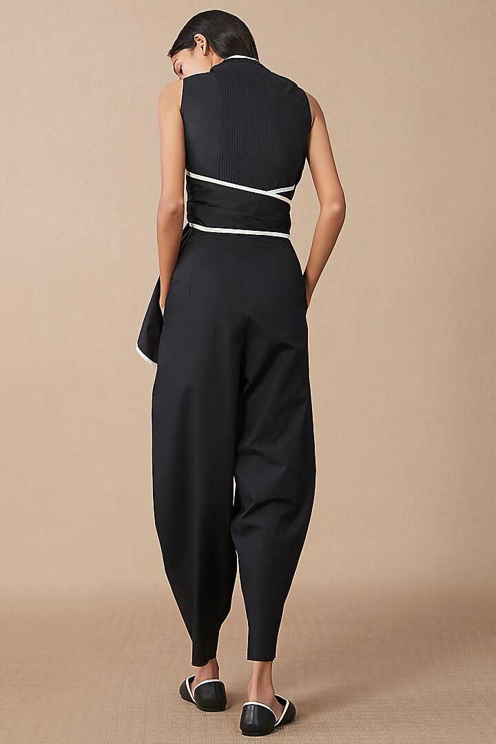 Black Cotton Poplin Dhoti Pants by AMPM at Pernia's Pop Up Shop