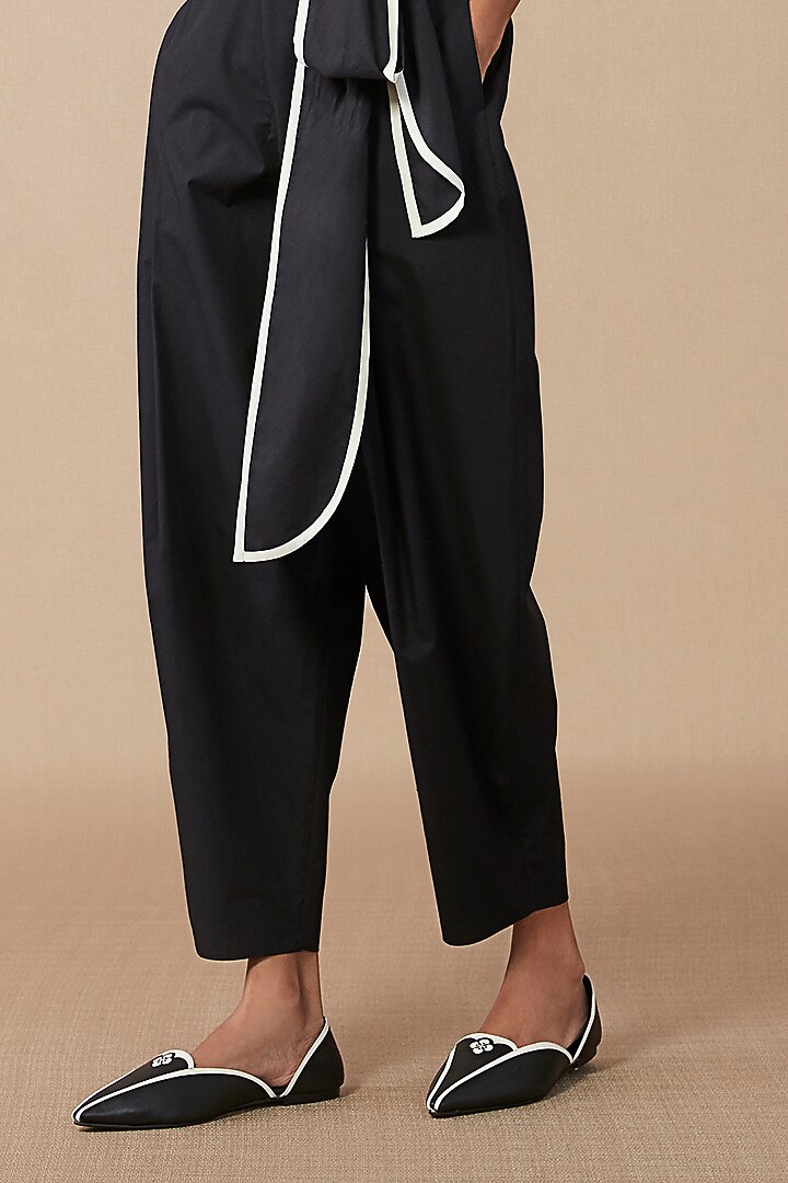 Black Cotton Poplin Dhoti Pants by AMPM at Pernia's Pop Up Shop