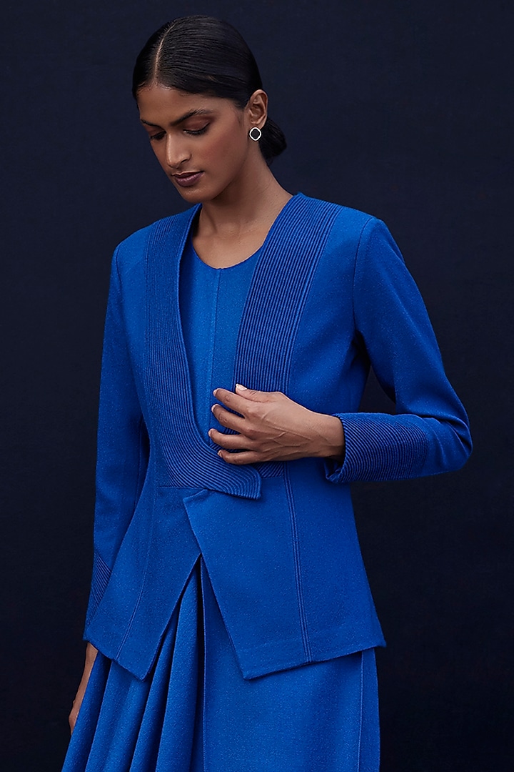 Electric Blue Embroidered Jacket by AMPM