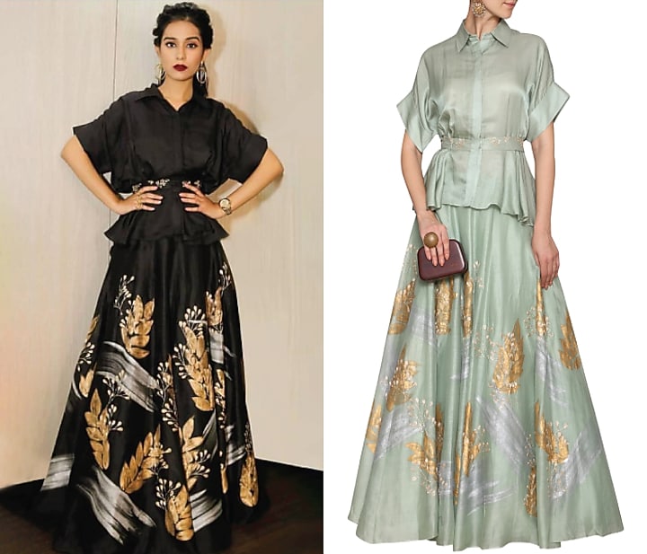 Sea green embroidered top with skirt available only at Pernia's Pop Up Shop.