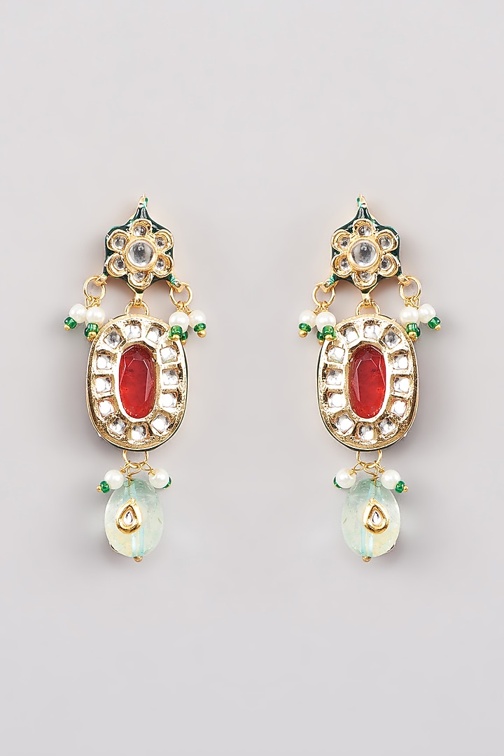 Gold Finish Kundan Polki & Multi-Colored Beaded Long Necklace by Amreli Jaipur at Pernia's Pop Up Shop