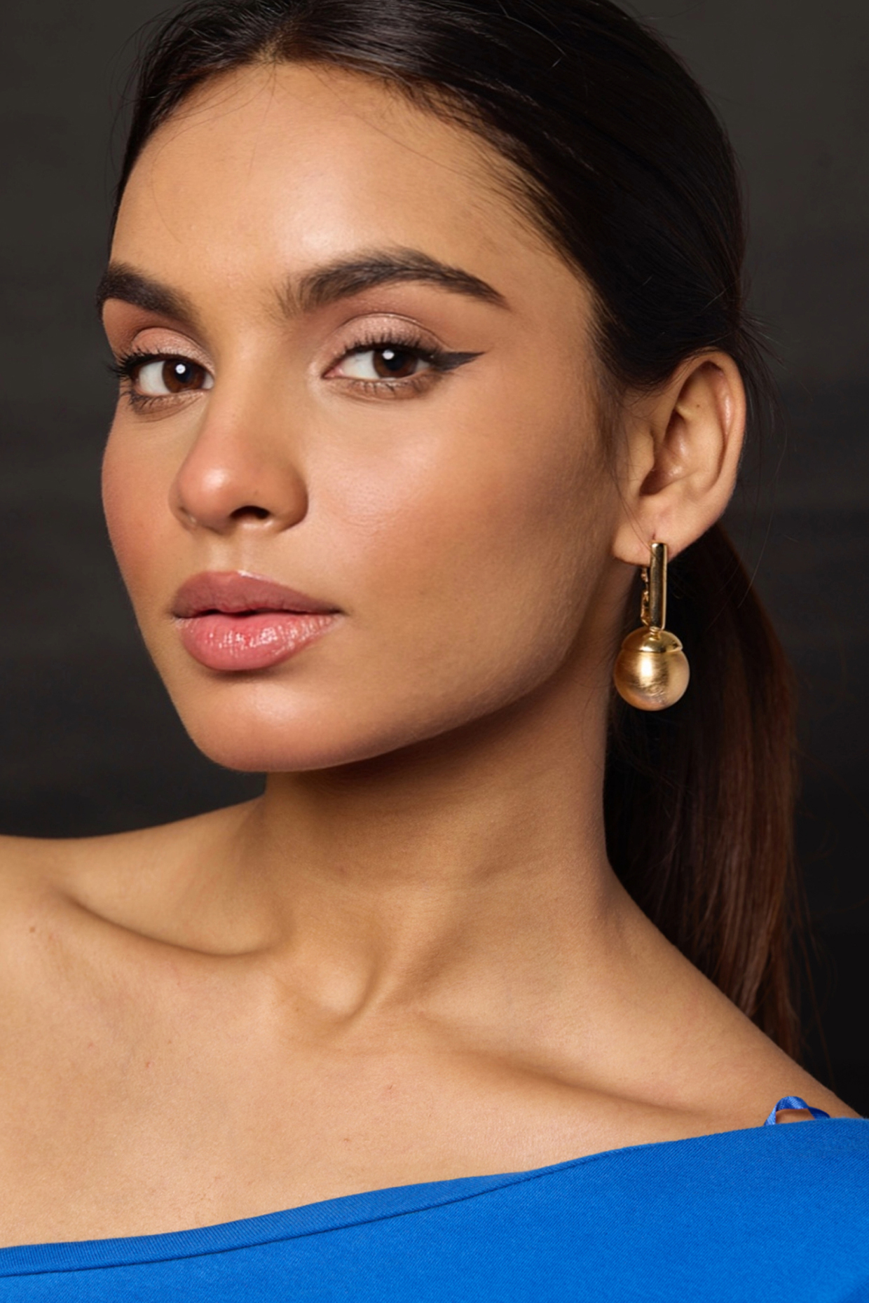 Gold Finish Statement Dangler Earrings by Amreli Jaipur at Pernia's Pop Up Shop