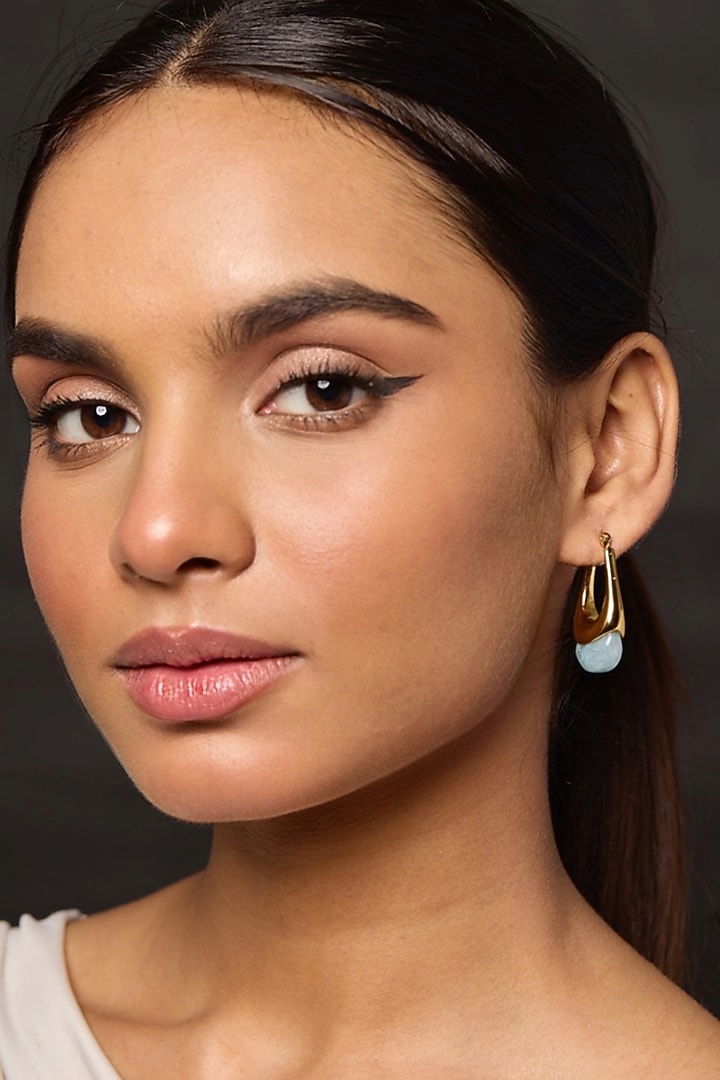 Gold Finish Statement Hoop Earrings by Amreli Jaipur at Pernia's Pop Up Shop