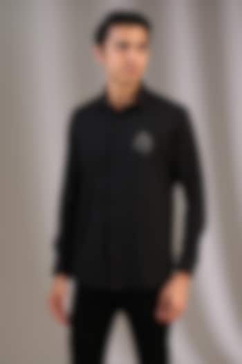 Black Acetate Party Wear Shirt by AMIT ARORA at Pernia's Pop Up Shop