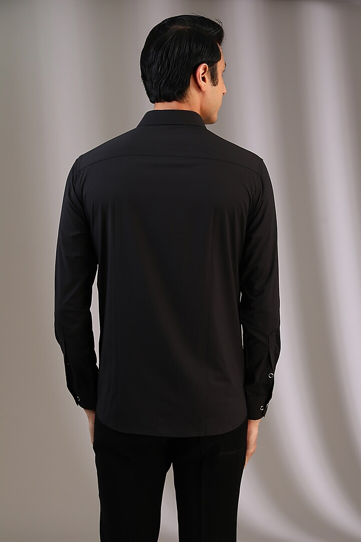 Black Acetate Party Wear Shirt by AMIT ARORA at Pernia's Pop Up Shop