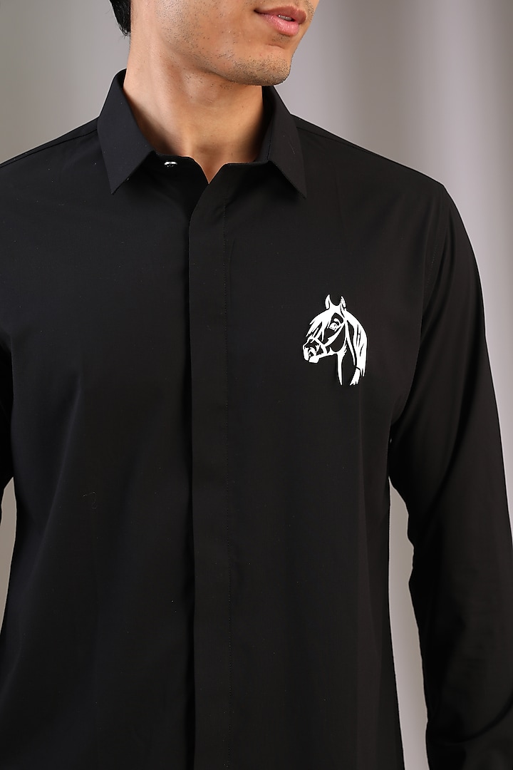 Black Acetate Party Wear Shirt by AMIT ARORA at Pernia's Pop Up Shop