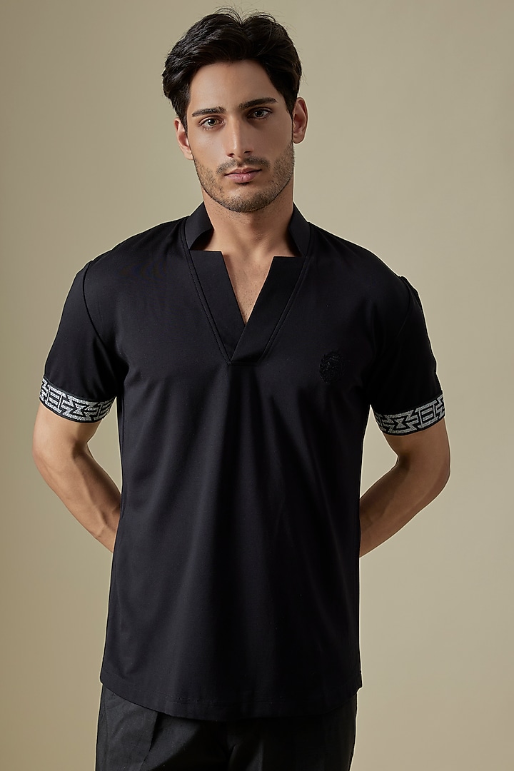 Black Knit T-Shirt by AMIT ARORA