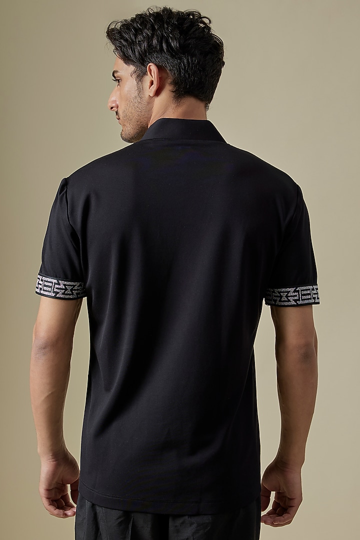 Black Knit T-Shirt by AMIT ARORA at Pernia's Pop Up Shop