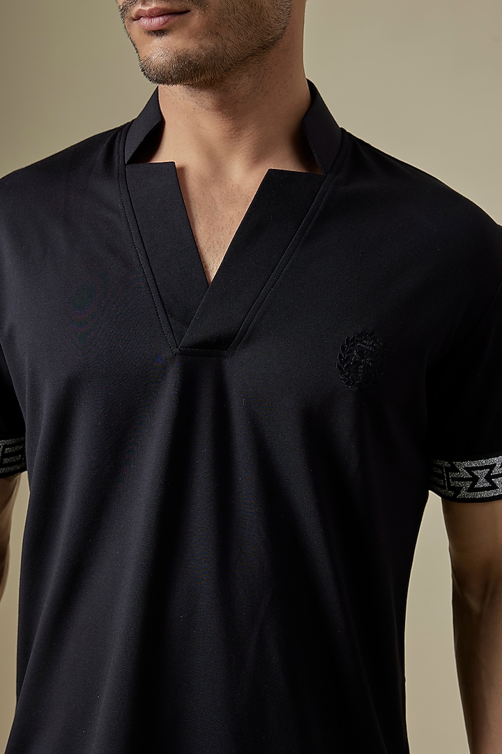 Black Knit T-Shirt by AMIT ARORA at Pernia's Pop Up Shop