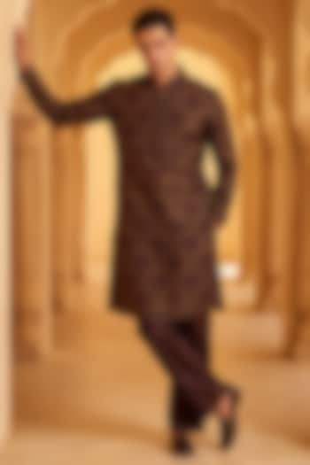 Multi-Colored Silk Embroidered Kurta Set by AMIT ARORA at Pernia's Pop Up Shop