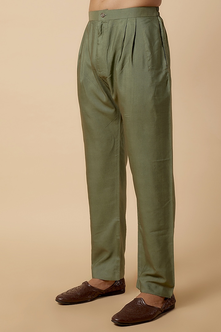 Green Moonga Silk Metal Work Kurta Set by AMIT ARORA at Pernia's Pop Up Shop