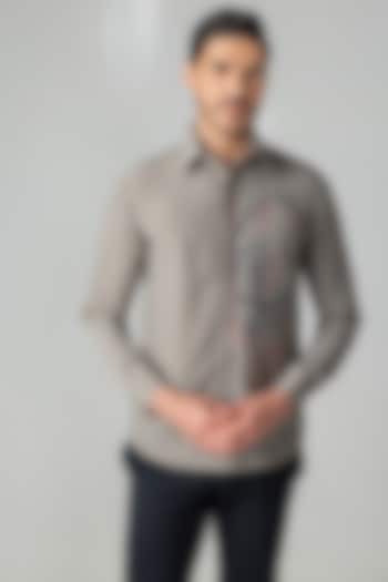 Grey Polynosic Motif Embroidered Party Wear Shirt by AMIT ARORA at Pernia's Pop Up Shop