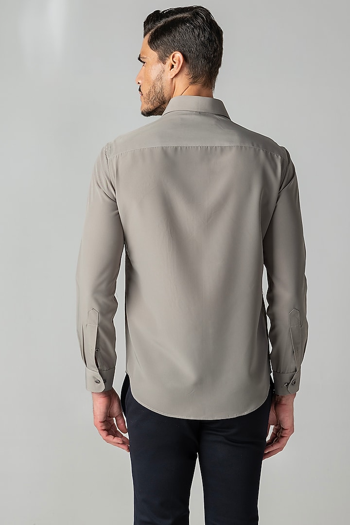 Grey Polynosic Motif Embroidered Party Wear Shirt by AMIT ARORA at Pernia's Pop Up Shop
