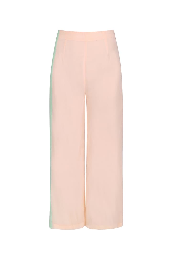 Peach embroidered A line kurta and palazzo pants set available only at Pernia's Pop Up Shop.