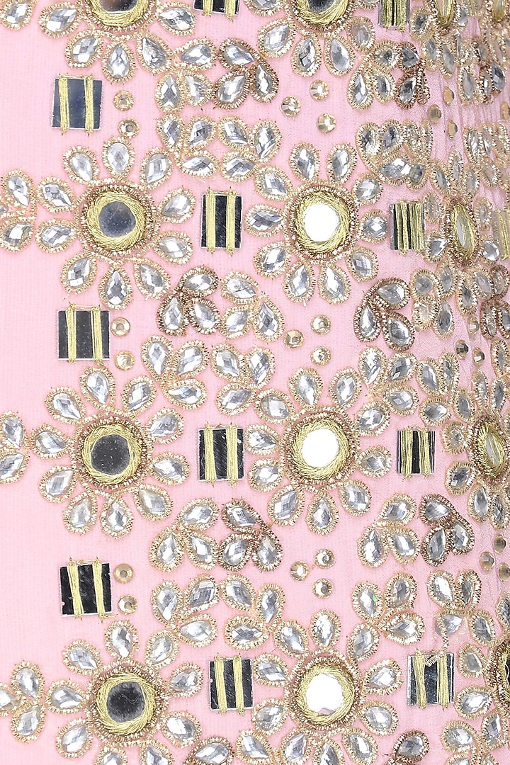 Powder pink embroidered straight kurta and pants set available only at Pernia's Pop Up Shop.