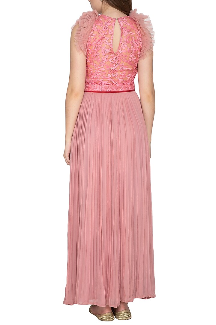 Blush Pink Embroidered Gown by Amit Sachdeva at Pernia's Pop Up Shop