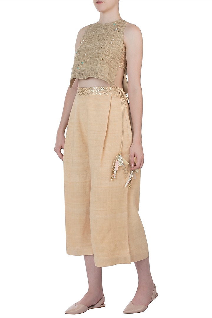 Gold embellished crop top available only at Pernia's Pop Up Shop.