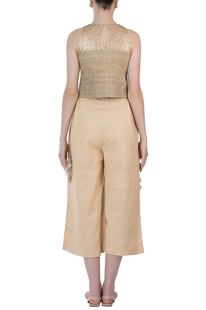 Gold embellished crop top available only at Pernia's Pop Up Shop.