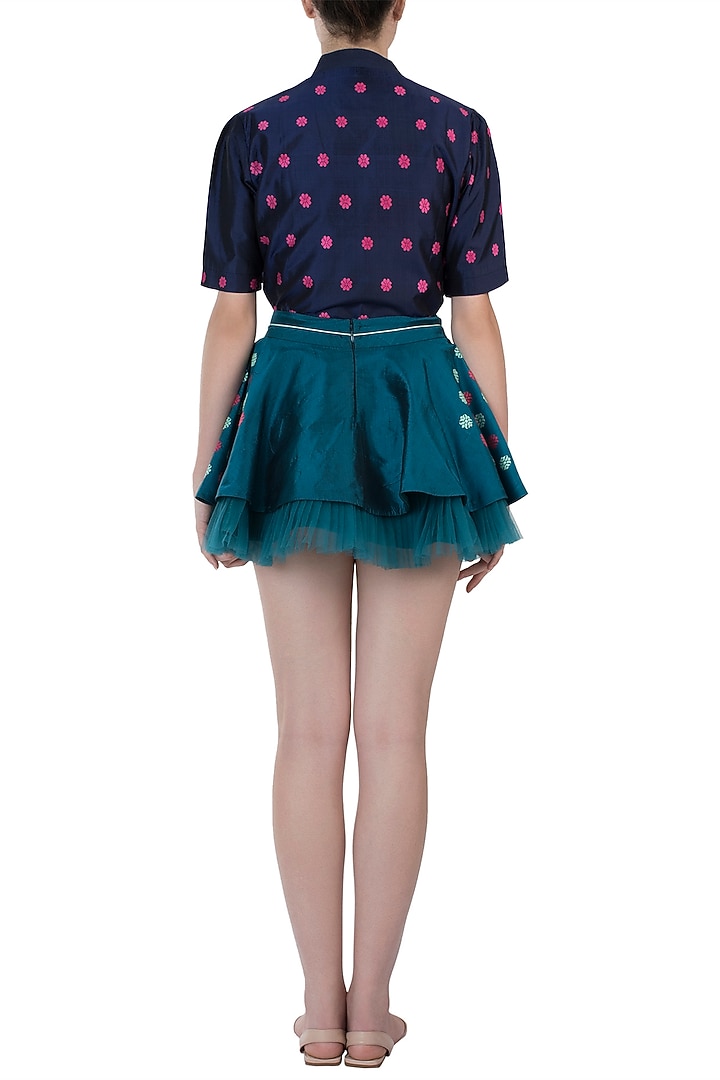 Teal circular pleated skirt available only at Pernia's Pop Up Shop.