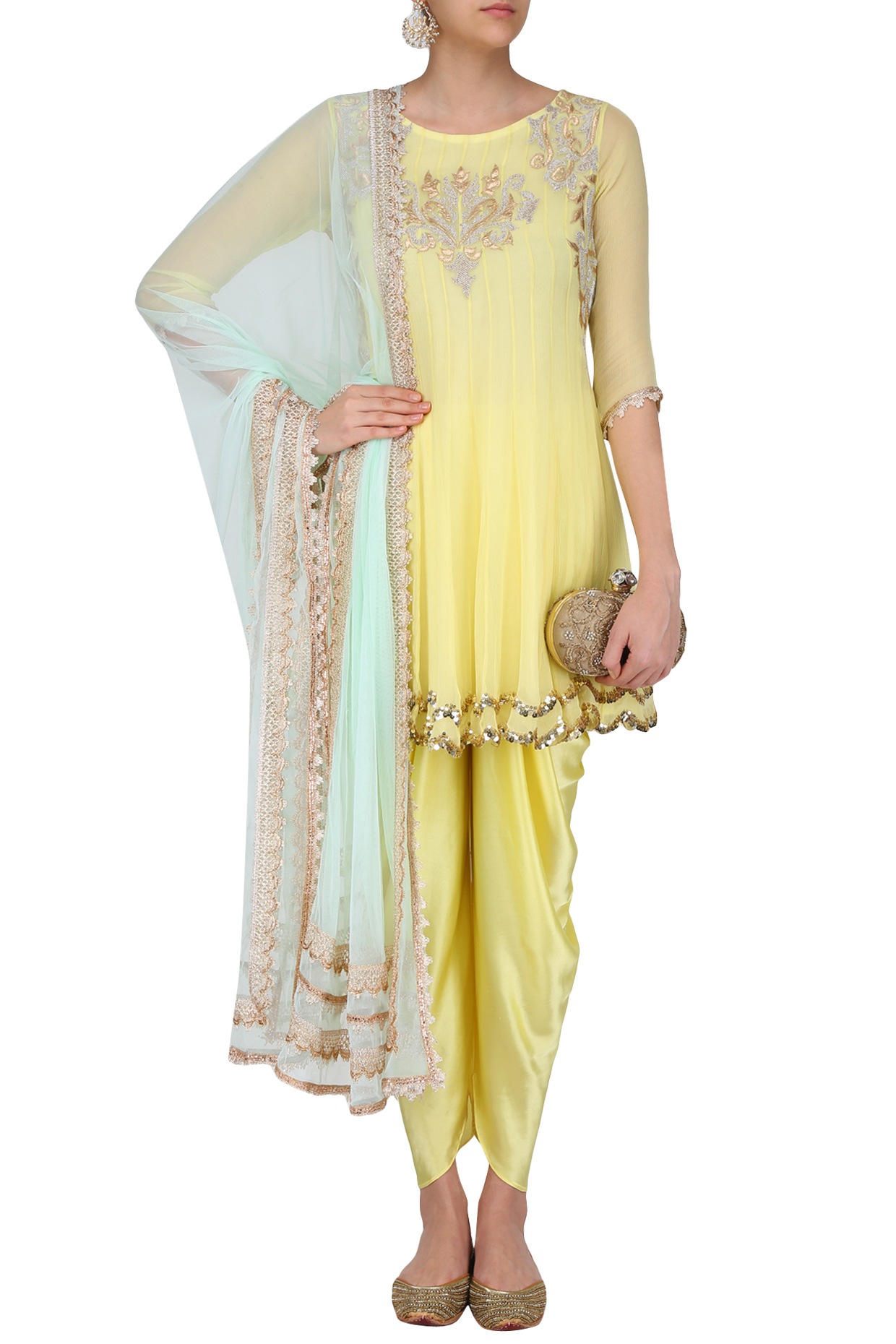 short anarkali with dhoti