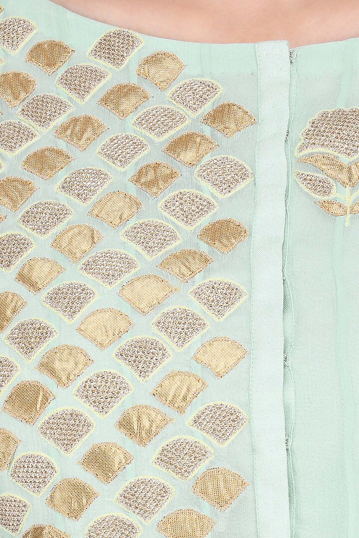 Soft blue tissue brocade work short anarkali kurta and dhoti pants set available only at Pernia's Pop Up Shop.