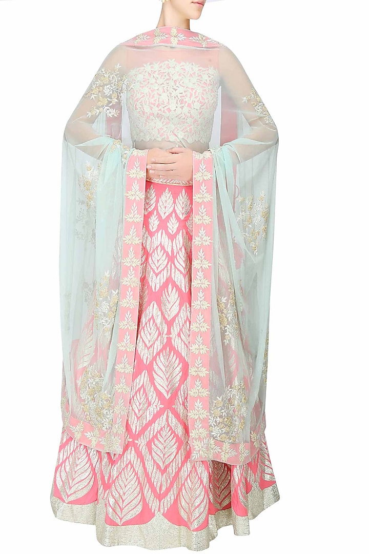 Pale pink gota patti embroidered lehenga set available only at Pernia's Pop Up Shop.
