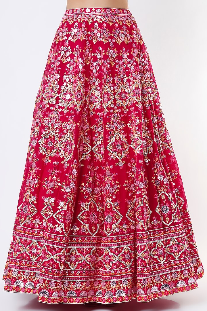Cherry Tomato Georgette Bridal Lehenga Set by Aneesh Agarwaal at Pernia's Pop Up Shop