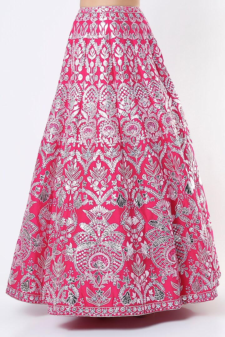 Fuchsia Hand Embroidered Bridal Lehenga Set by Aneesh Agarwaal at Pernia's Pop Up Shop
