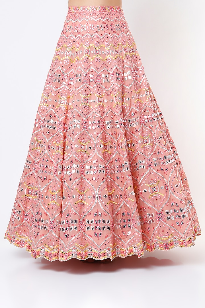 Sky Pink Embroidered Bridal Lehenga Set by Aneesh Agarwaal at Pernia's Pop Up Shop