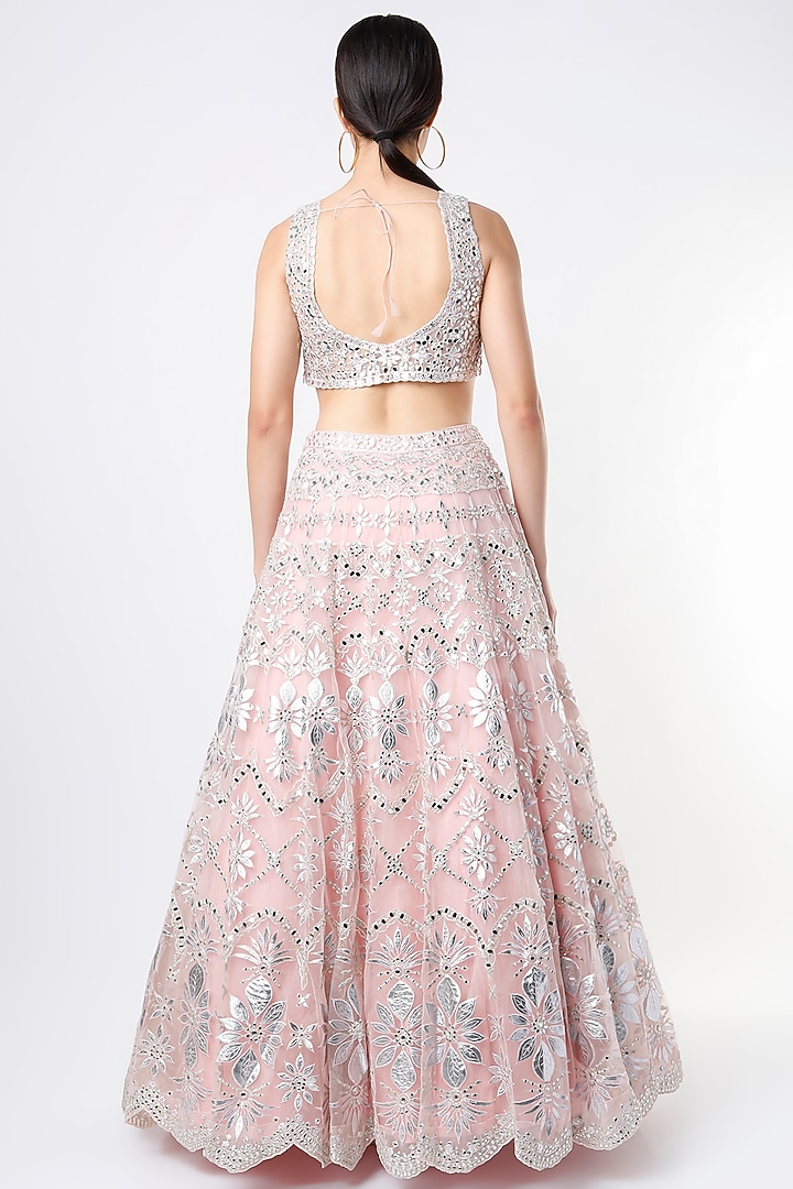Pale Pink Embroidered Bridal Lehenga Set by Aneesh Agarwaal at Pernia's Pop Up Shop