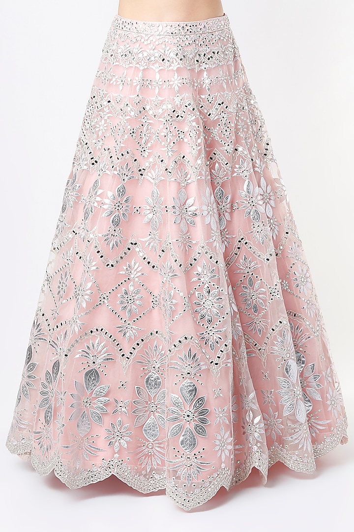 Pale Pink Embroidered Bridal Lehenga Set by Aneesh Agarwaal at Pernia's Pop Up Shop