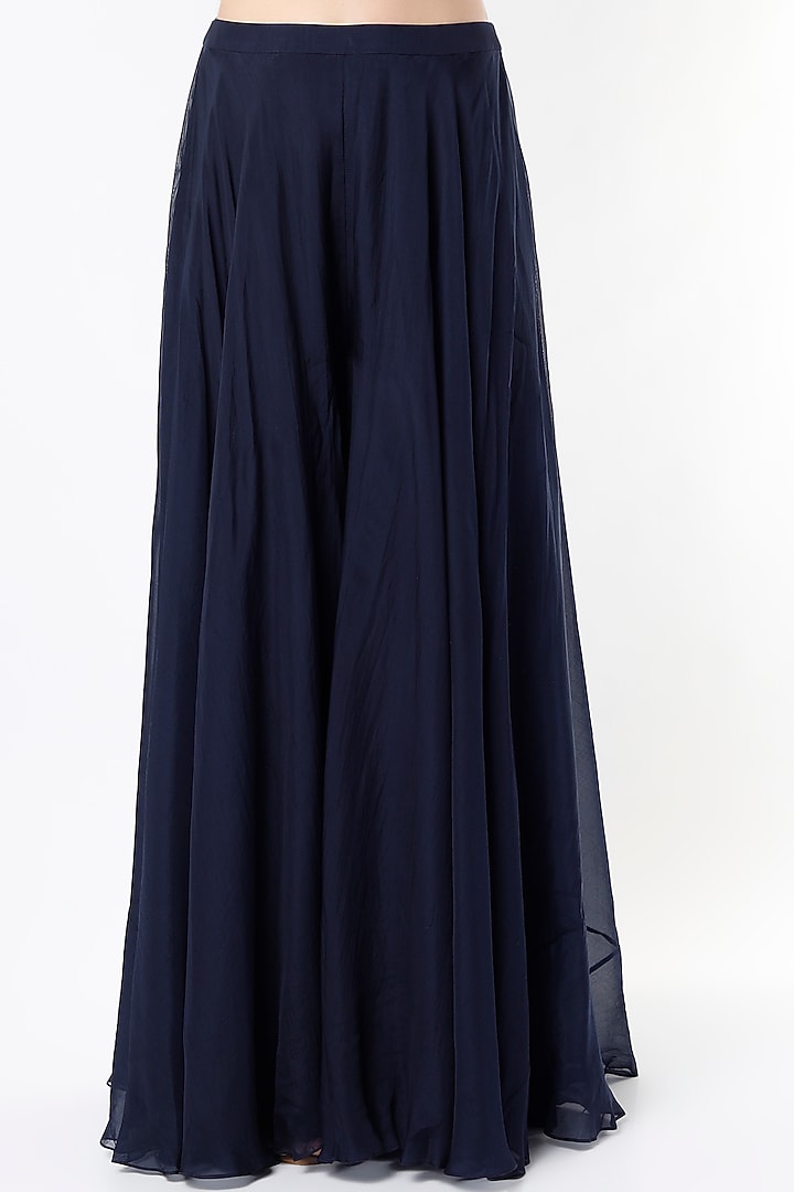 Dark Navy Blue Organza Wedding Sharara Set by Aneesh Agarwaal PRET at Pernia's Pop Up Shop