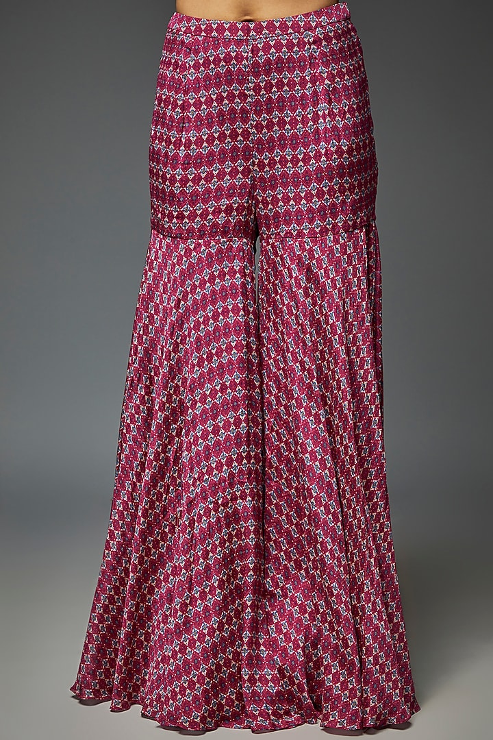 Purple Chiffon Printed Wedding Sharara Set by Aneesh Agarwaal PRET at Pernia's Pop Up Shop