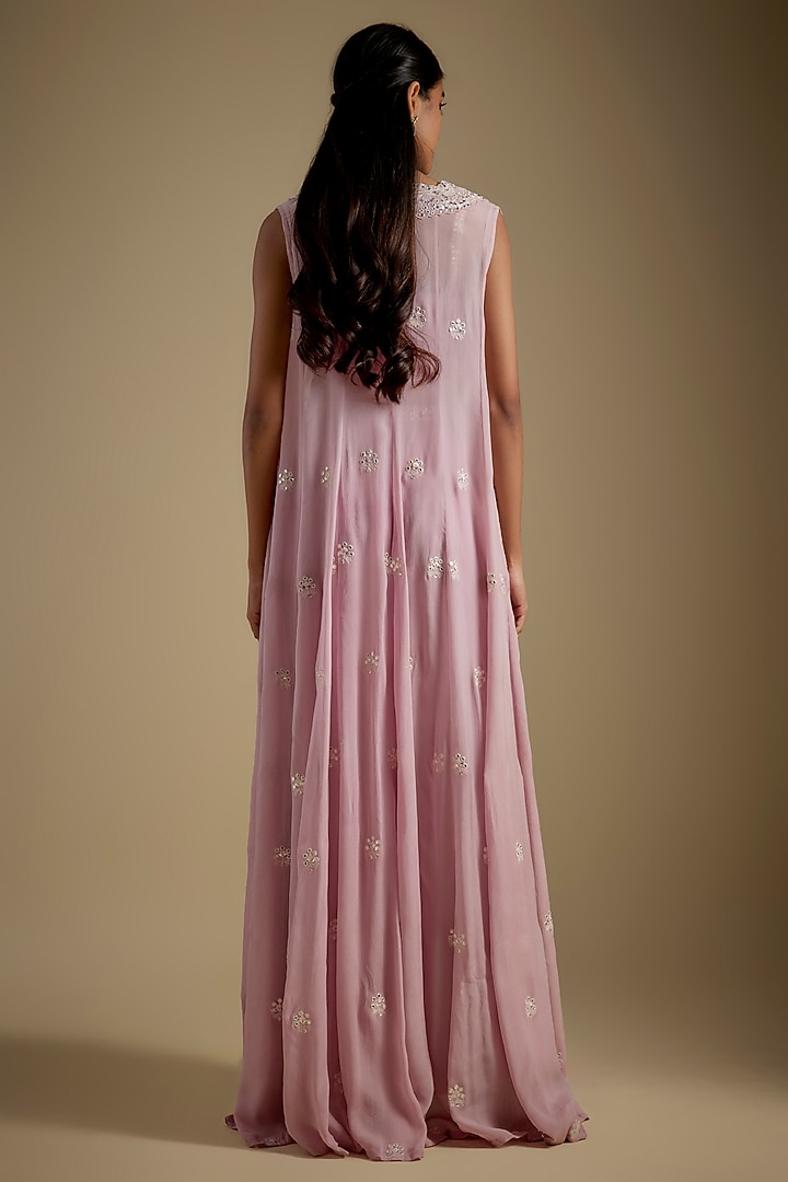 Lavender Chinon Jacket Set by Aneesh Agarwaal at Pernia's Pop Up Shop