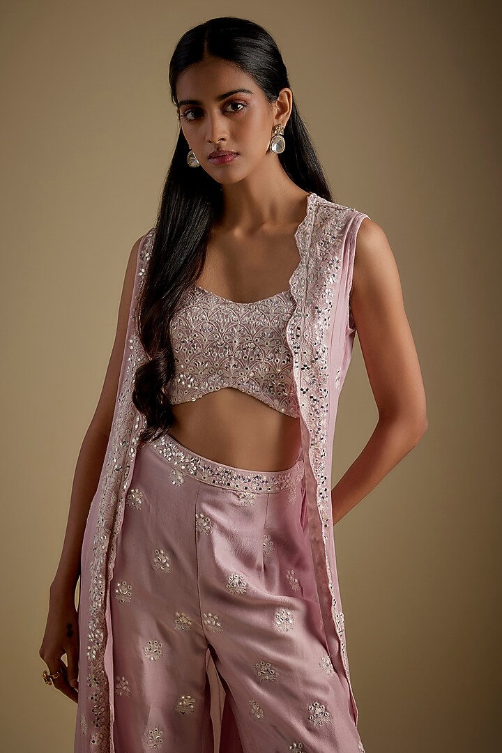 Lavender Chinon Jacket Set by Aneesh Agarwaal at Pernia's Pop Up Shop