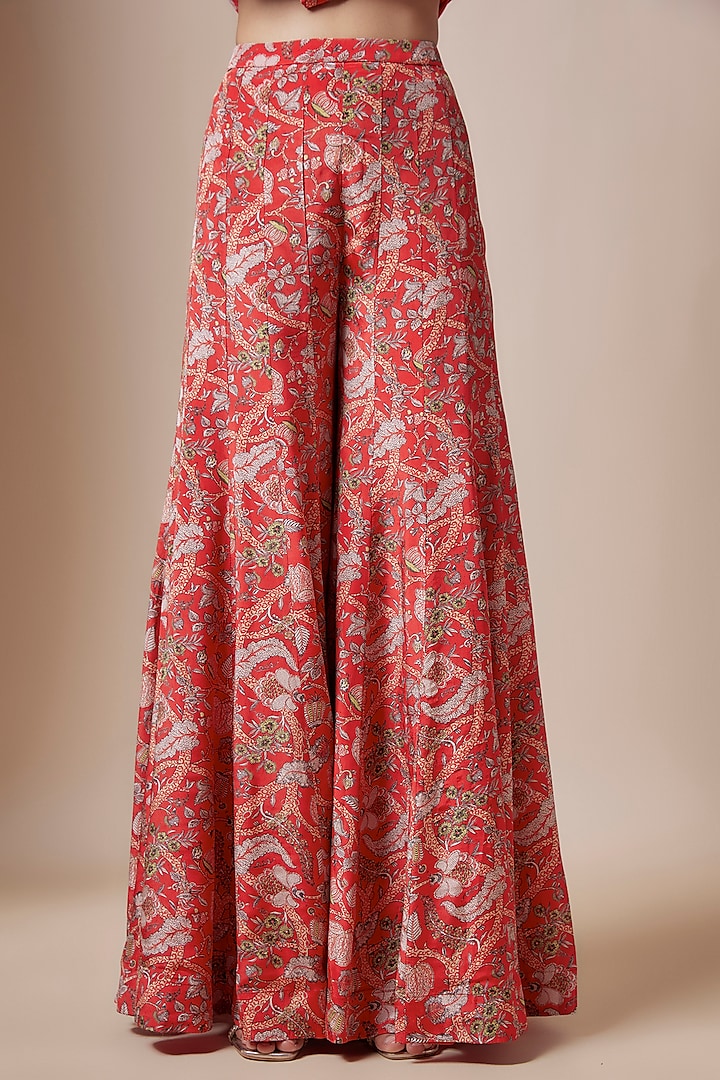 Red Crepe Kalamkari Printed Jacket Set by Aneesh Agarwaal PRET at Pernia's Pop Up Shop