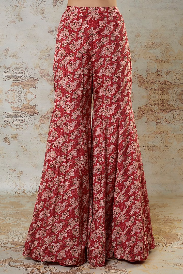 Maroon Chinon Chiffon Wedding Sharara Set by Aneesh Agarwaal PRET at Pernia's Pop Up Shop